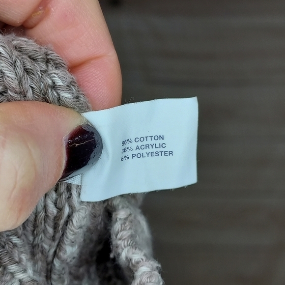 GAP cardigan sweater collared cable knit button front marled brown khaki tan M - Picture 7 of 8